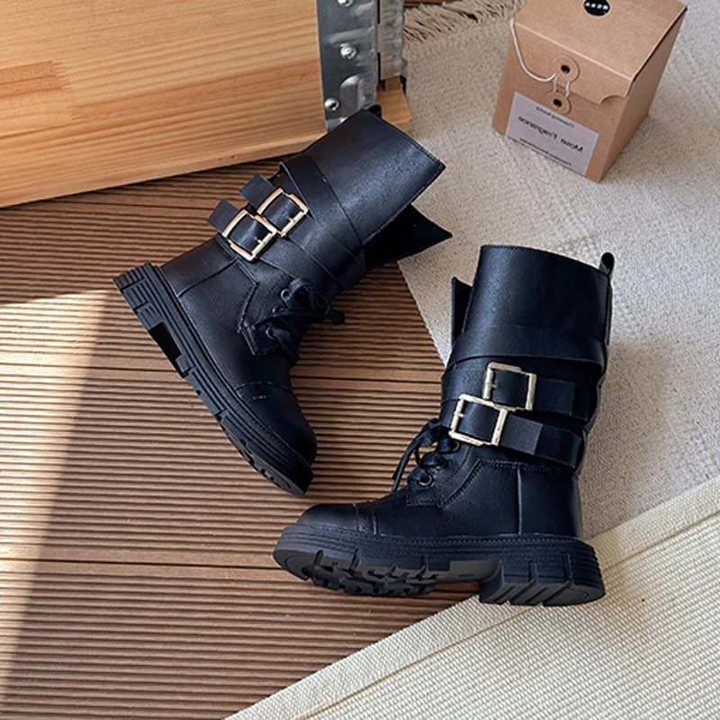 Dječje Martin čizme, britski stil, gornji dio od mikrovlaknastog materijala, gumeni potplat, srednje visine, kopčanje sprijeda, jesen-zima