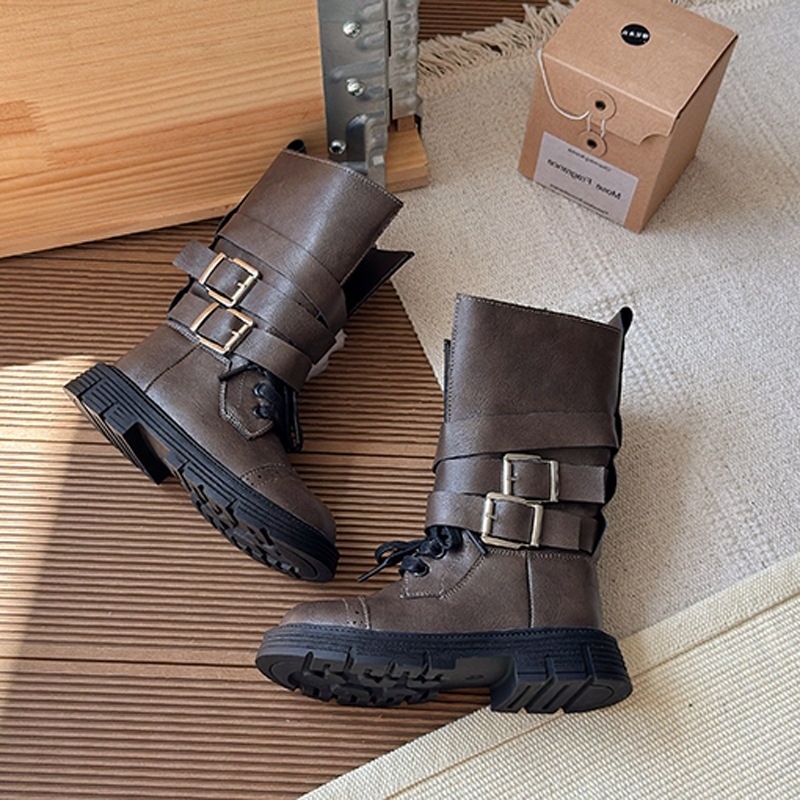 Dječje Martin čizme, britski stil, gornji dio od mikrovlaknastog materijala, gumeni potplat, srednje visine, kopčanje sprijeda, jesen-zima