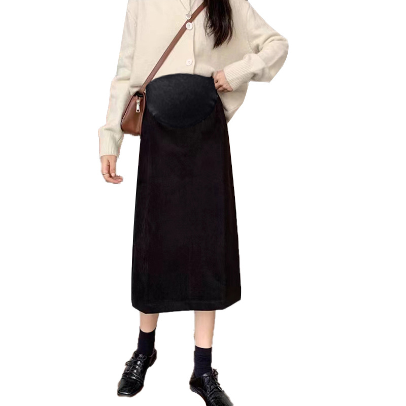 Trudnički zimski set: karikatura uzorak pleteni džemper i vunena suknja, kašmir 95%+, dugi rukavi, srednje duga suknja