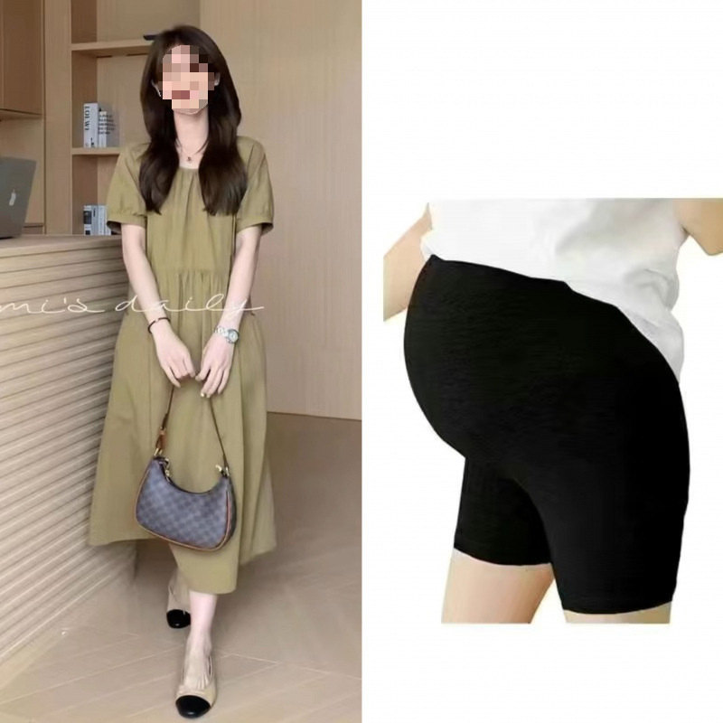 Nagy méretű kismama ruha kerek nyakkal, hosszú szabású, szabálytalan szoknya, poliészter, nyár 2025