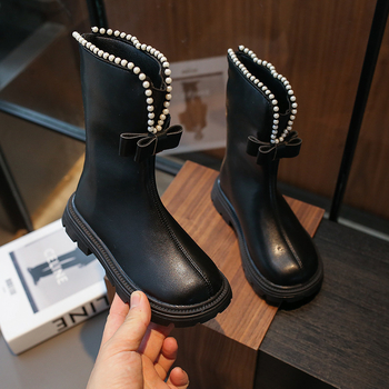 Dječje dječje modne čizme za zimu — gornji dio Ultrafilm koža; podstava od umjetne vune; potplat TPR; stražnji zatvarač; niski cilindrični dio