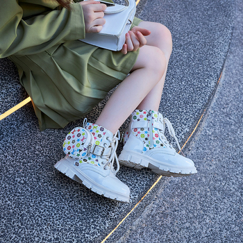 Lányoknak készült bakancs – Mikroszálas felsőrész, gumi talp, oldalsó cipzár, koreai stílus, PU talpbetét