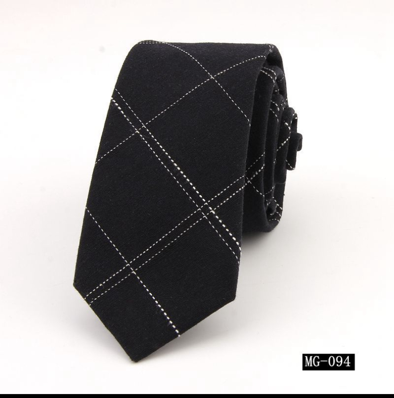 Férfi pamut nyakkendő kockás mintával, ultra keskeny szélesség, jacquard, nyíl stílus, lezser