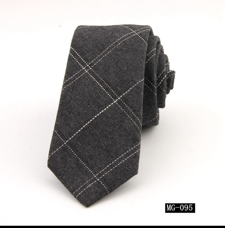 Férfi pamut nyakkendő kockás mintával, ultra keskeny szélesség, jacquard, nyíl stílus, lezser