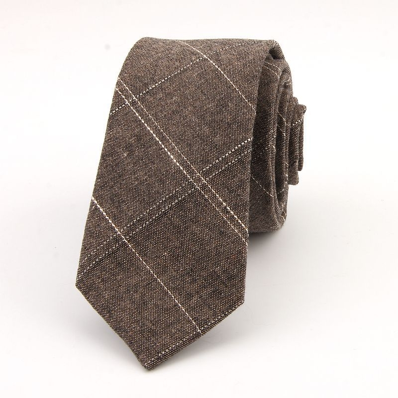 Férfi pamut nyakkendő kockás mintával, ultra keskeny szélesség, jacquard, nyíl stílus, lezser