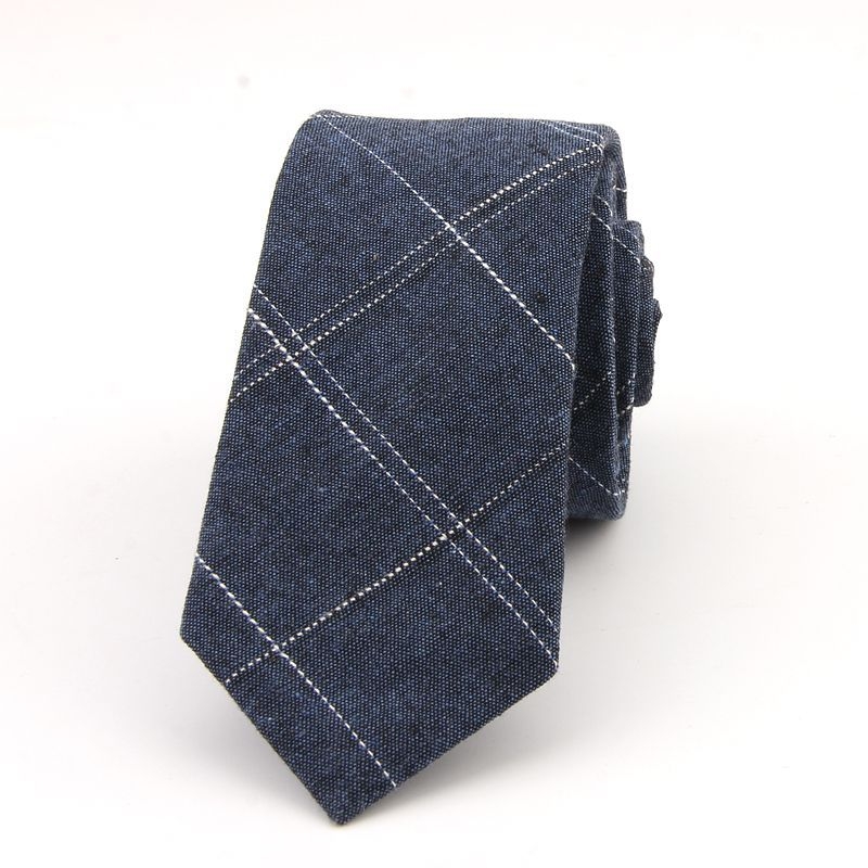 Férfi pamut nyakkendő kockás mintával, ultra keskeny szélesség, jacquard, nyíl stílus, lezser