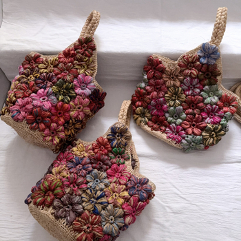 Raffia szalma bucket táska – Raffia anyag, bucket stílus, nyitott tetejű, dupla pánt