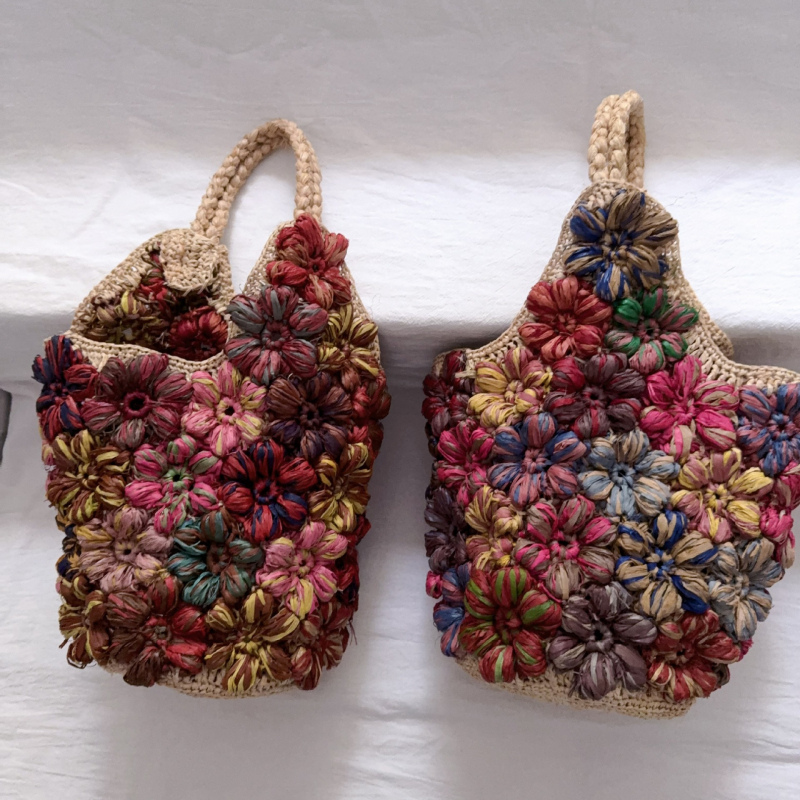 Raffia szalma bucket táska – Raffia anyag, bucket stílus, nyitott tetejű, dupla pánt