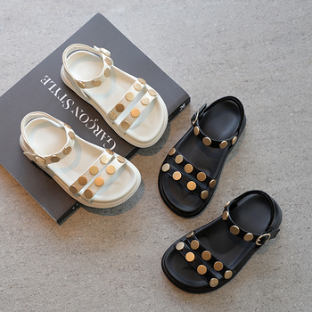 Lányoknak szánt strandcipő – koreai stílus, Velcro zárás, vamp mikroszálas bőrből, PU talp, légáteresztő és könnyű