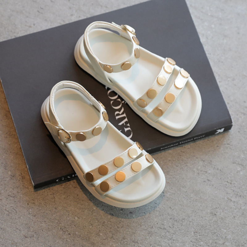 Lányoknak szánt strandcipő – koreai stílus, Velcro zárás, vamp mikroszálas bőrből, PU talp, légáteresztő és könnyű