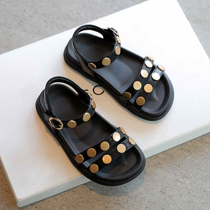 Lányoknak szánt strandcipő – koreai stílus, Velcro zárás, vamp mikroszálas bőrből, PU talp, légáteresztő és könnyű