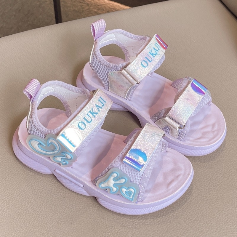 Sandale za djevojčice – Crtani uzorak, Korejski stil, Plažne sandale, Protuklizna PVC potplat, Gornji dio od umjetne kože