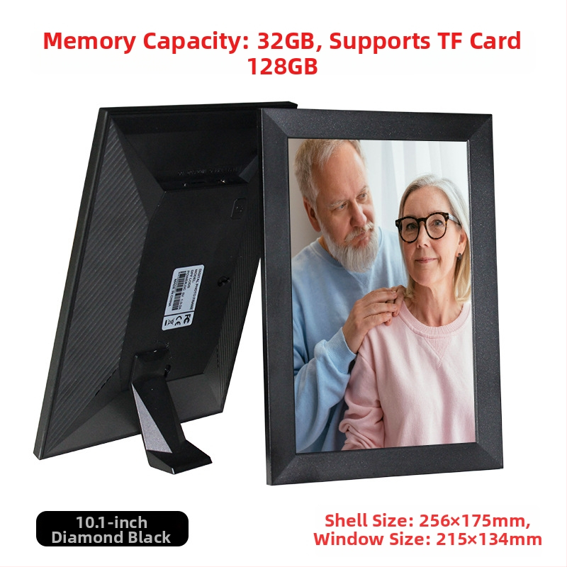 Digitális fotókeret Wi‑Fi‑vel és Frameo felhő megosztással, 1280×800 kijelző, 32GB tárhely SD/USB/TF támogatással, multitouch érintőképernyő, 28 nyelvet támogat
