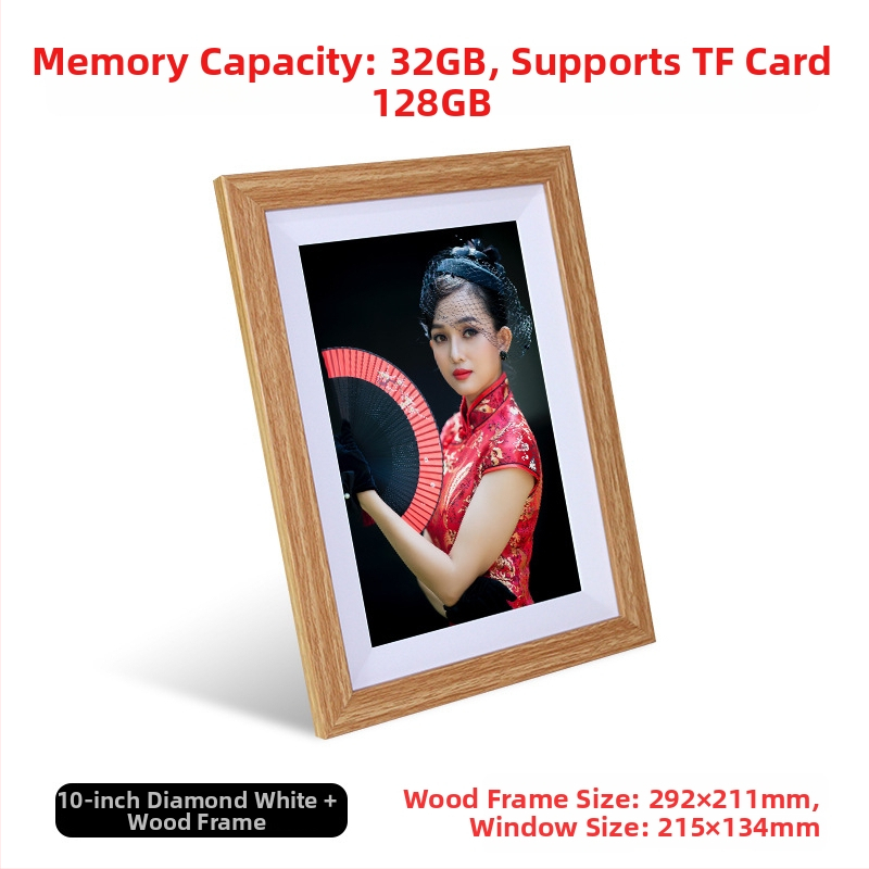 Digitális fotókeret Wi‑Fi‑vel és Frameo felhő megosztással, 1280×800 kijelző, 32GB tárhely SD/USB/TF támogatással, multitouch érintőképernyő, 28 nyelvet támogat