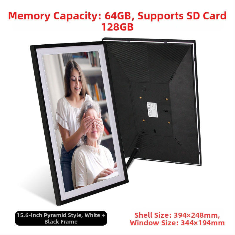 Digitális fotókeret Wi‑Fi‑vel és Frameo felhő megosztással, 1280×800 kijelző, 32GB tárhely SD/USB/TF támogatással, multitouch érintőképernyő, 28 nyelvet támogat