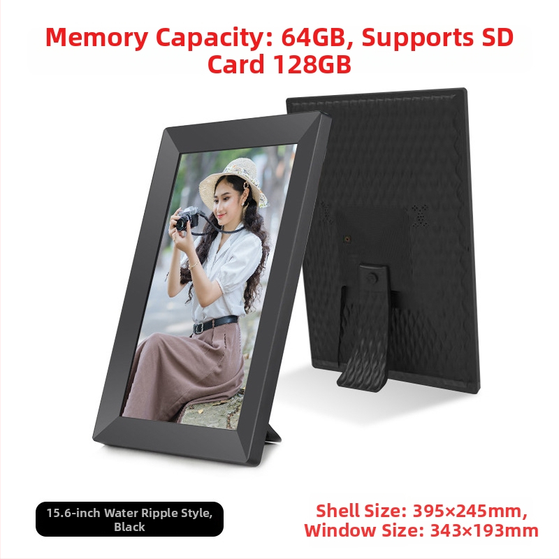 Digitális fotókeret Wi‑Fi‑vel és Frameo felhő megosztással, 1280×800 kijelző, 32GB tárhely SD/USB/TF támogatással, multitouch érintőképernyő, 28 nyelvet támogat