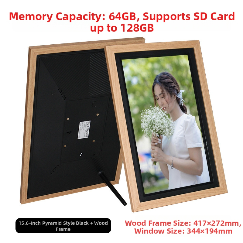 Digitális fotókeret Wi‑Fi‑vel és Frameo felhő megosztással, 1280×800 kijelző, 32GB tárhely SD/USB/TF támogatással, multitouch érintőképernyő, 28 nyelvet támogat