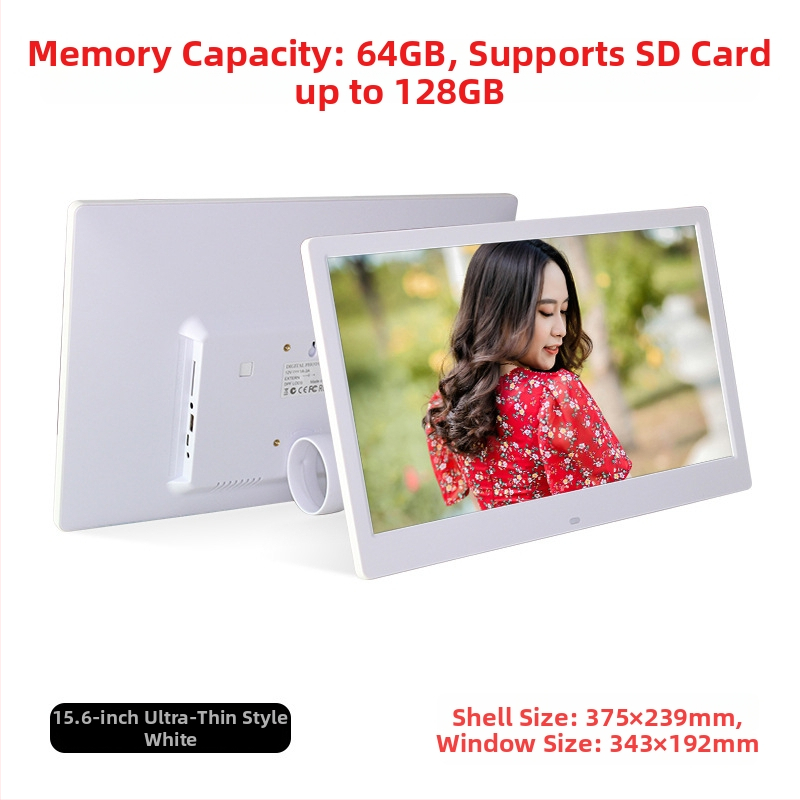 Digitális fotókeret Wi‑Fi‑vel és Frameo felhő megosztással, 1280×800 kijelző, 32GB tárhely SD/USB/TF támogatással, multitouch érintőképernyő, 28 nyelvet támogat