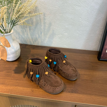 Dječje čizme s resicama, gornji dio od sintetičkog vlakna, gumeni potplat, stražnji zatvarač, srednja visina čizme