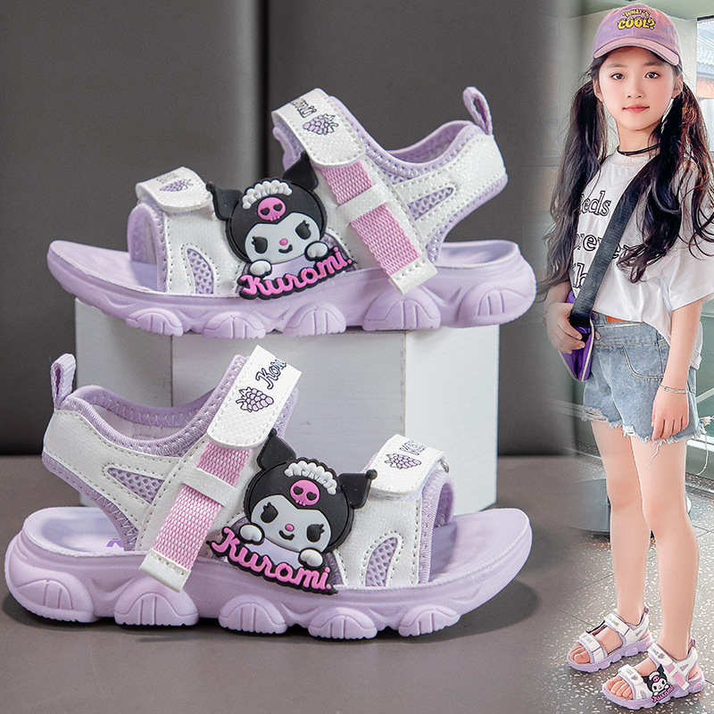 Dječje sandale za djevojčice u stilu crtane princeze, ljetni model, mekana gumena potplat, Velcro zatvaranje, otvoreni nos, korejski stil