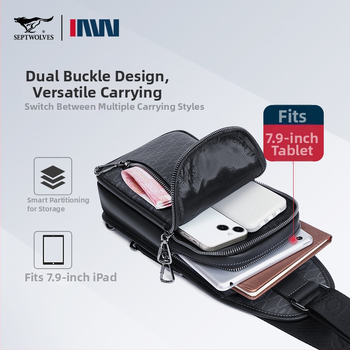 Septwolves Ženska crossbody torba sa zipom, koža goveda, proljeće 2025, podstava: umjetna koža, stil: nova nacionalna trend