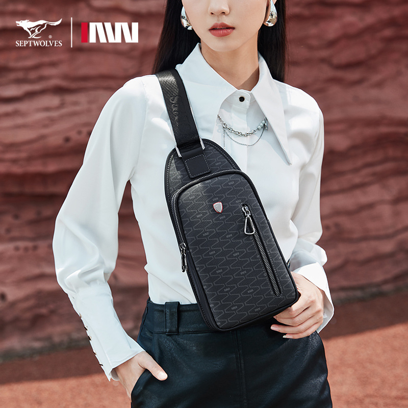 Septwolves Ženska crossbody torba sa zipom, koža goveda, proljeće 2025, podstava: umjetna koža, stil: nova nacionalna trend