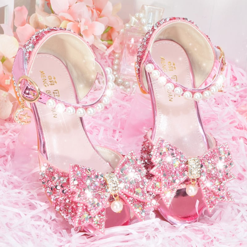 Djevojačke sandale na visoku petu, princese stil, gornji materijal od umjetne kože, potplat od prirodne gume, Velcro zatvaranje