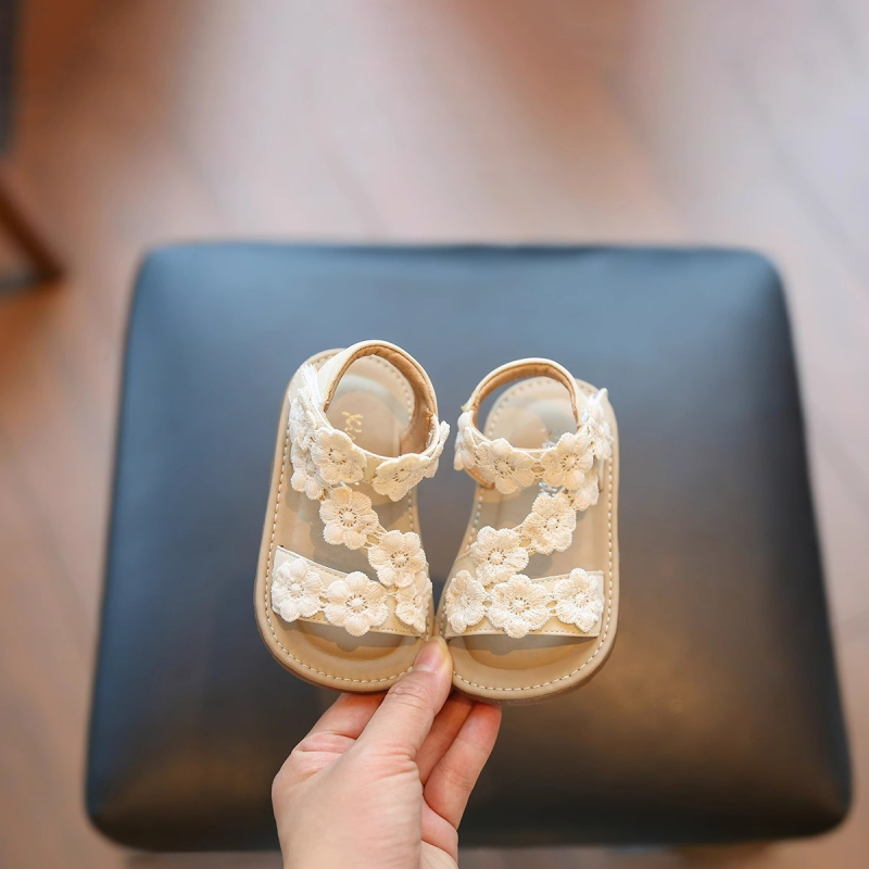 Dječje sandale s mekanom potplatom, korejskog stila, s cvjetnim ukrasom, otvorenim prstom, obuća za učenje hodanja za bebe i malu djecu