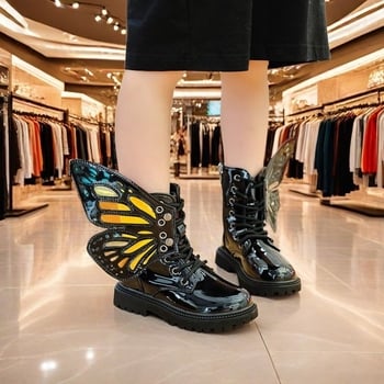 Dječje princezinske čizme s bočnim zatvaračem, gornji dio od umjetne kože, gumeni đon, niski kroj, mrežasti uzorak