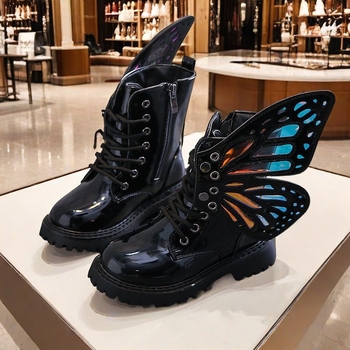 Dječje princezinske čizme s bočnim zatvaračem, gornji dio od umjetne kože, gumeni đon, niski kroj, mrežasti uzorak