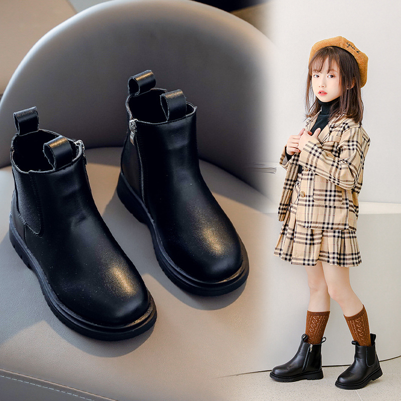 Dječje modne čizme za djevojčice, gornji dio od sintetičke kože, bočni zatvarač, topla podstava, protuklizni TPR potplat