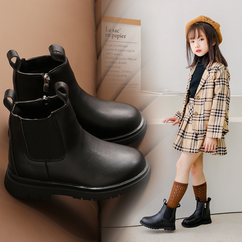 Dječje modne čizme za djevojčice, gornji dio od sintetičke kože, bočni zatvarač, topla podstava, protuklizni TPR potplat