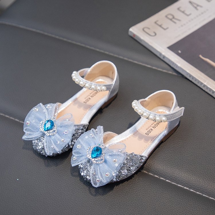 Djevojačke princeze sandale s Velcro zatvaračem, gumena potplata, jednobojni uzorak, za djevojčice 4–6 godina, proljeće 2025