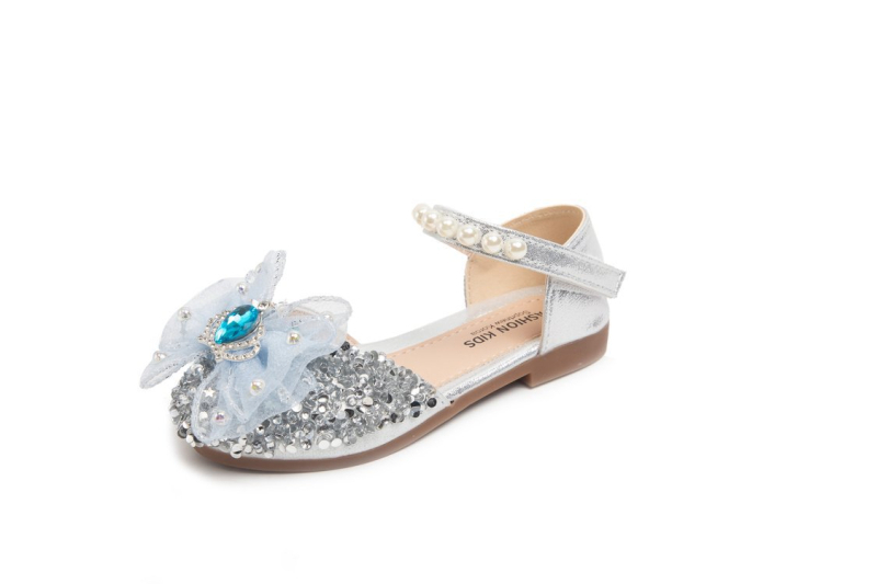 Djevojačke princeze sandale s Velcro zatvaračem, gumena potplata, jednobojni uzorak, za djevojčice 4–6 godina, proljeće 2025