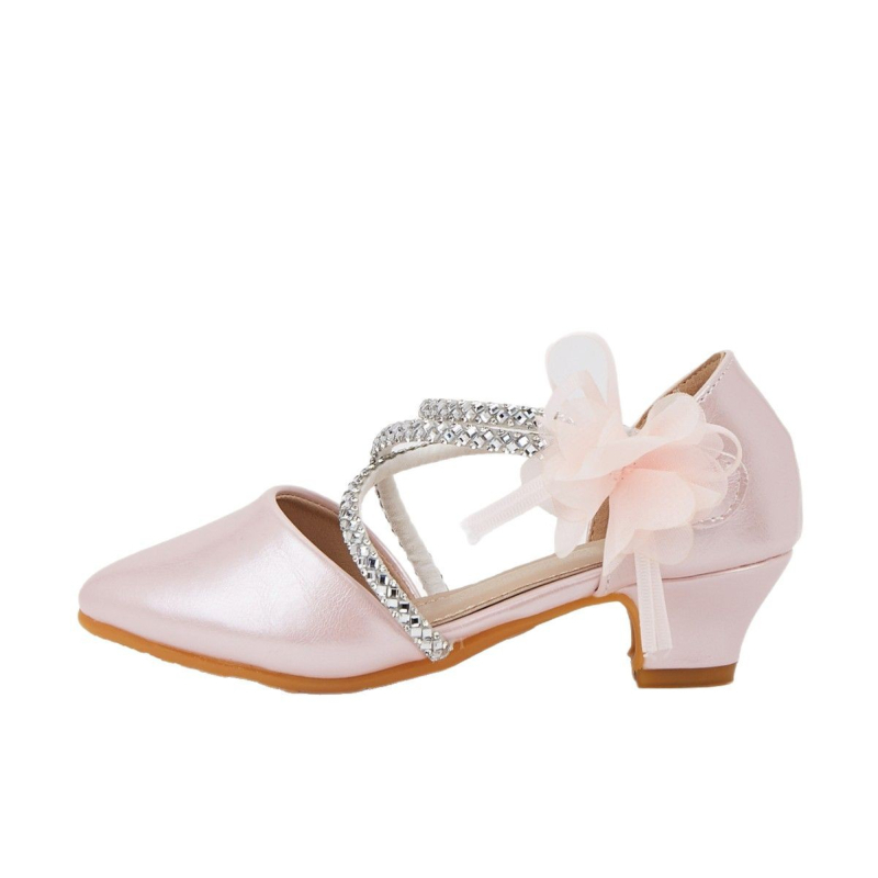 Dječje sandale s otvorenim uzorkom – princes stil, oštar vrh, gornji dio od mikrovlakana kože, Velcro zatvarač, debeli potplat