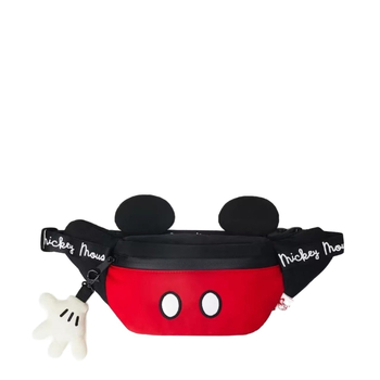 Dječja torbica za prsa s Disney Mickey Mouse dizajnom, najlonsko tijelo, zatvaranje zatvaračem, mekani osjećaj, 3D vanjski džep, podstava od platna