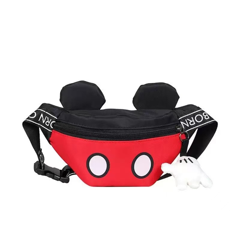 Dječja torbica za prsa s Disney Mickey Mouse dizajnom, najlonsko tijelo, zatvaranje zatvaračem, mekani osjećaj, 3D vanjski džep, podstava od platna