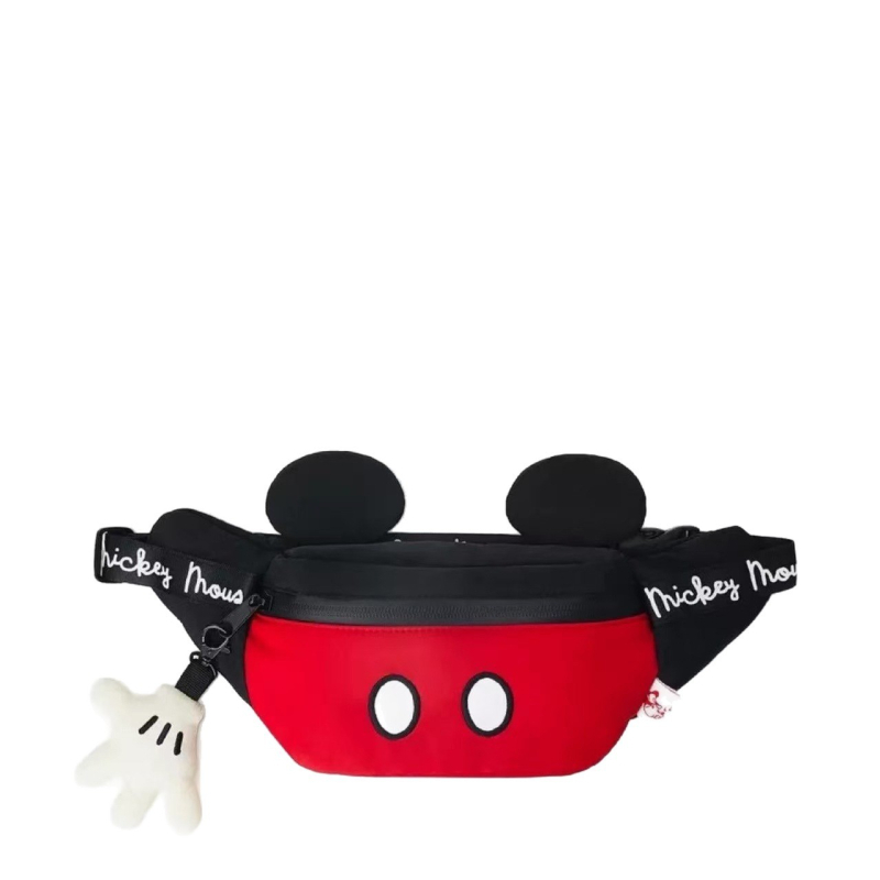 Dječja torbica za prsa s Disney Mickey Mouse dizajnom, najlonsko tijelo, zatvaranje zatvaračem, mekani osjećaj, 3D vanjski džep, podstava od platna