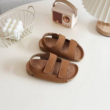 Dječje sandale s Velcro kopčom, gornji dio od teleće kože, PVC potplat, retro stil, uzrast 4–12 godina