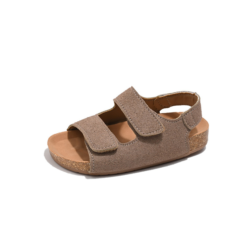 Dječje sandale s Velcro kopčom, gornji dio od teleće kože, PVC potplat, retro stil, uzrast 4–12 godina