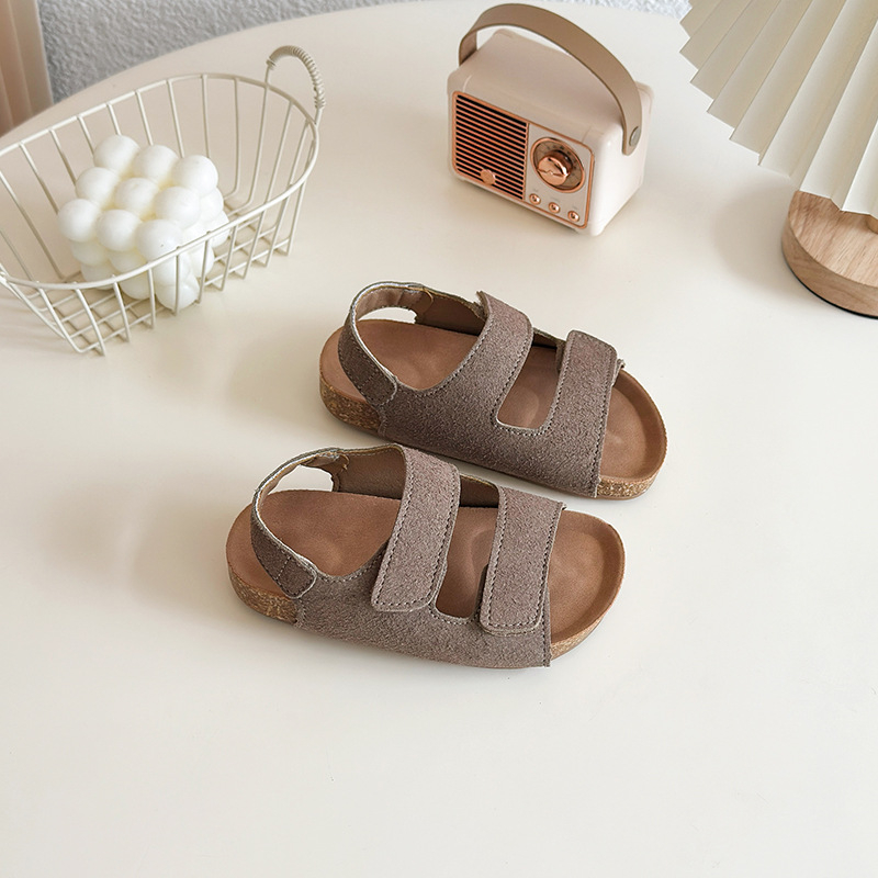 Dječje sandale s Velcro kopčom, gornji dio od teleće kože, PVC potplat, retro stil, uzrast 4–12 godina