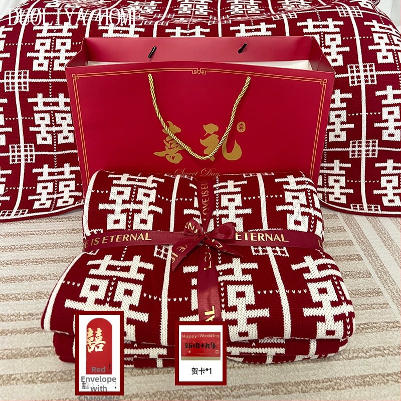 Cuvertură de nuntă din fibre acrilice, 500-799 g, potrivită pentru toate sezoanele, cuvertură din fir