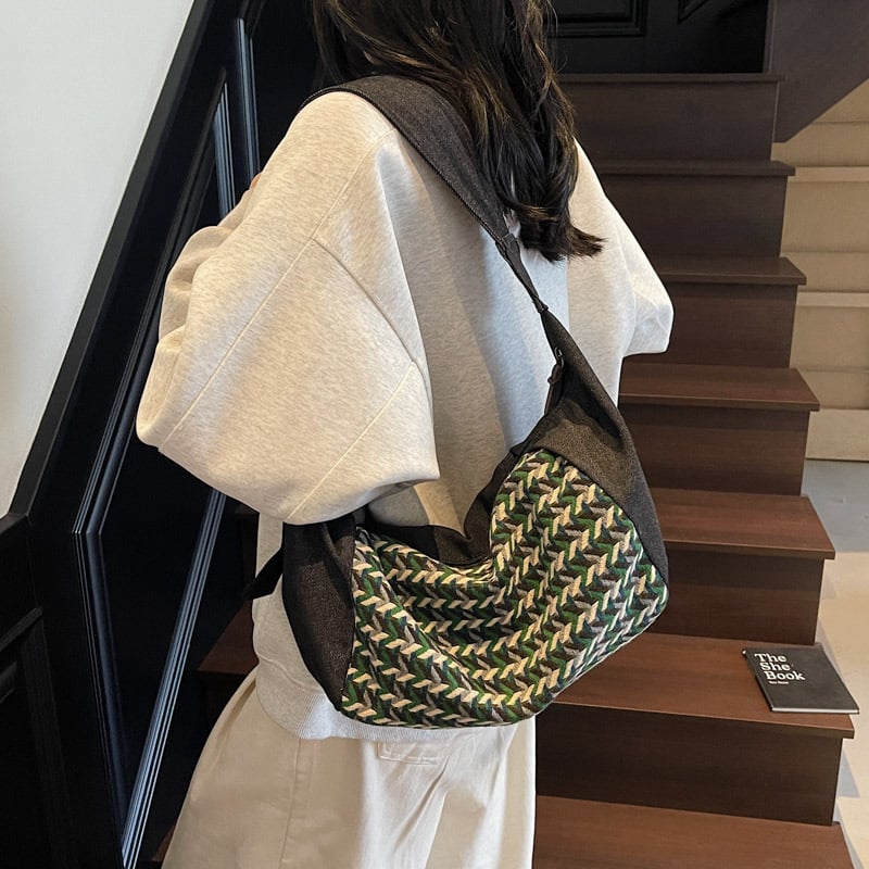 Ženska bucket bag od denim kanvas materijala, crossbody stil, zatvaranje zipom, velika kapaciteta, poliester podstava