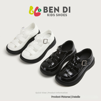 Dječje rimske sandale od kože od mikrovlakana, prozračne, mekana potplata, zatvaranje Velcro, unisex