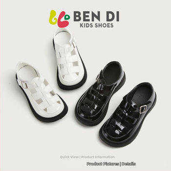 Dječje rimske sandale od kože od mikrovlakana, prozračne, mekana potplata, zatvaranje Velcro, unisex