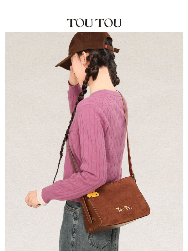 Hamansi crossbody torba, gradski minimalistički stil, velur, koža s rastlinskim taninom, uspravni kvadratni oblik, zatvarač