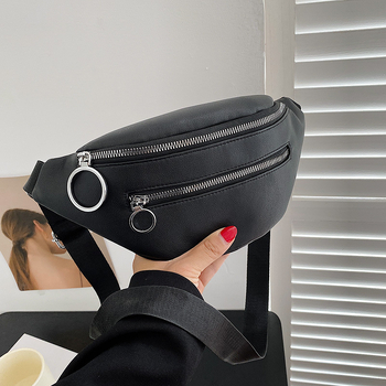 PU ženska crossbody torbica, urban minimalistički stil, mekana površina, dvostruki zatvarač, poliester podstava