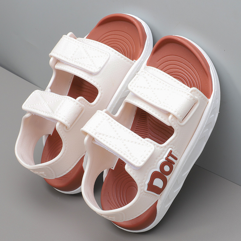 Dječje sportske sandale s Velcro zatvaranjem, protuklizni potplat, PVC gornji dio i potplat, korejski stil s slovima, za djecu 4–16 godina