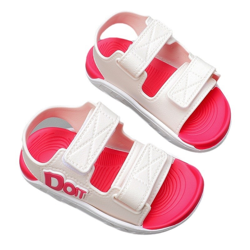 Dječje sportske sandale s Velcro zatvaranjem, protuklizni potplat, PVC gornji dio i potplat, korejski stil s slovima, za djecu 4–16 godina