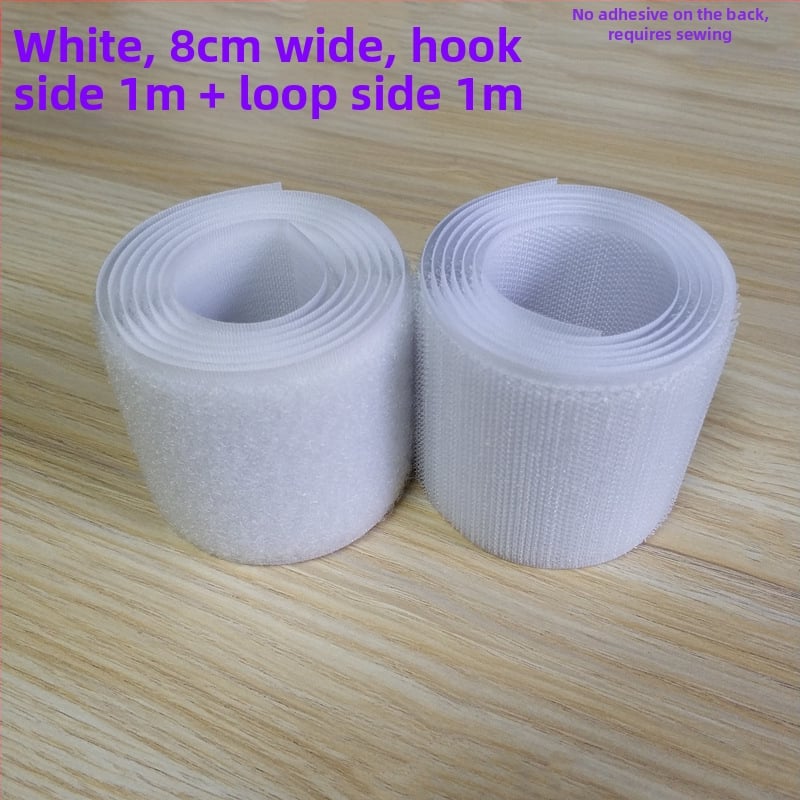 Bandă Velcro pentru fixare la cusut pe haine, încălțăminte și pălării; 50% nylon + 50% poliester.